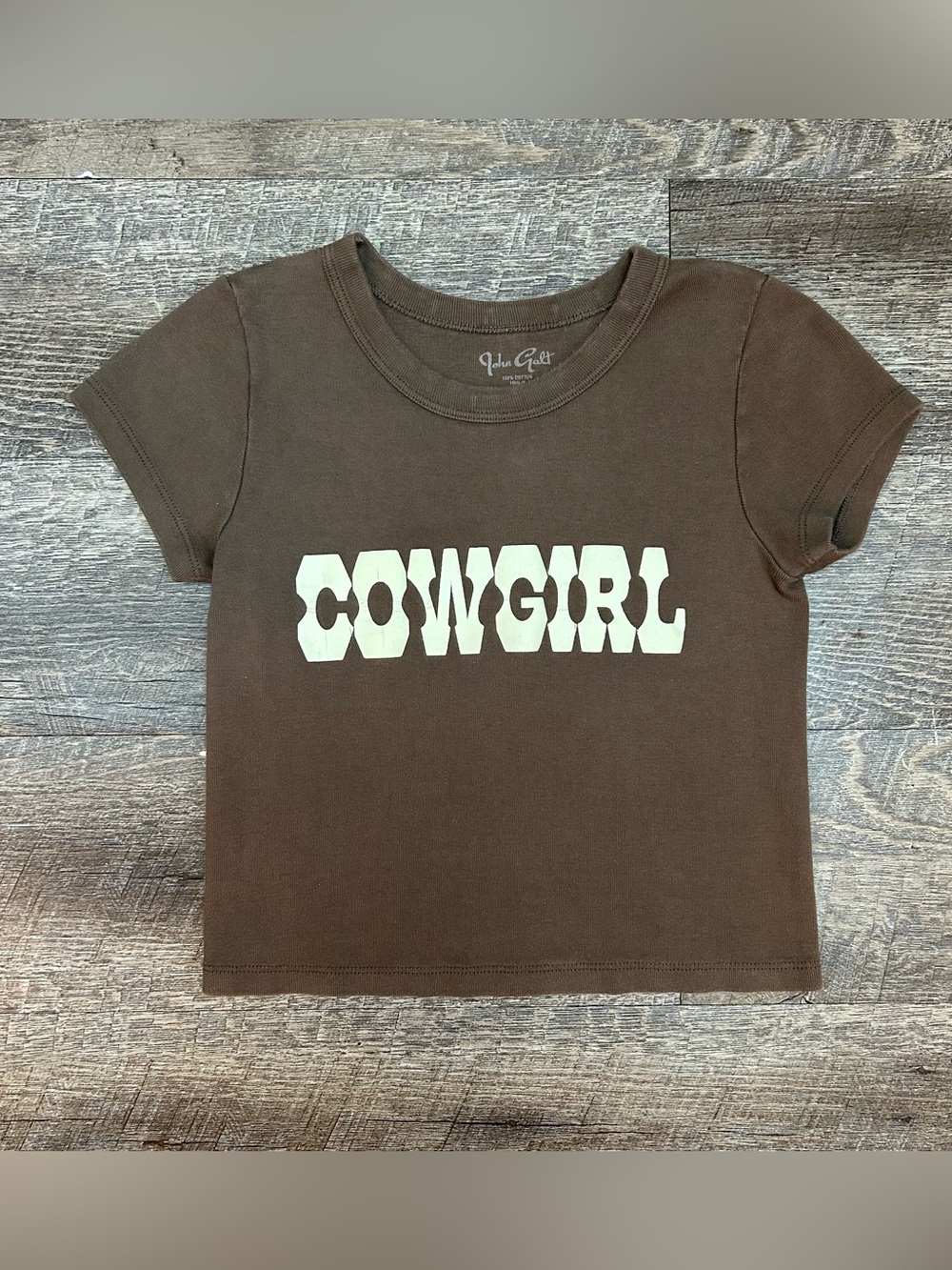 Brandy Melville John Galt Brown 'Cowgirl' Graphic Tee